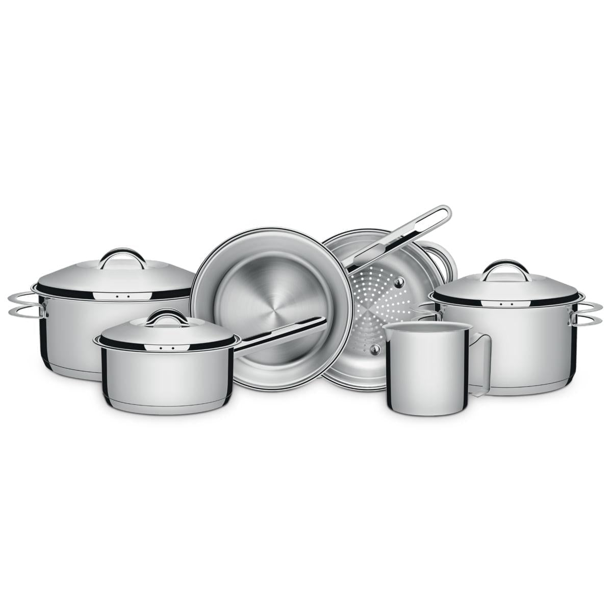 Kit Jogo de Panelas Tramontina Solar 7 Peças Aço Inox Indução