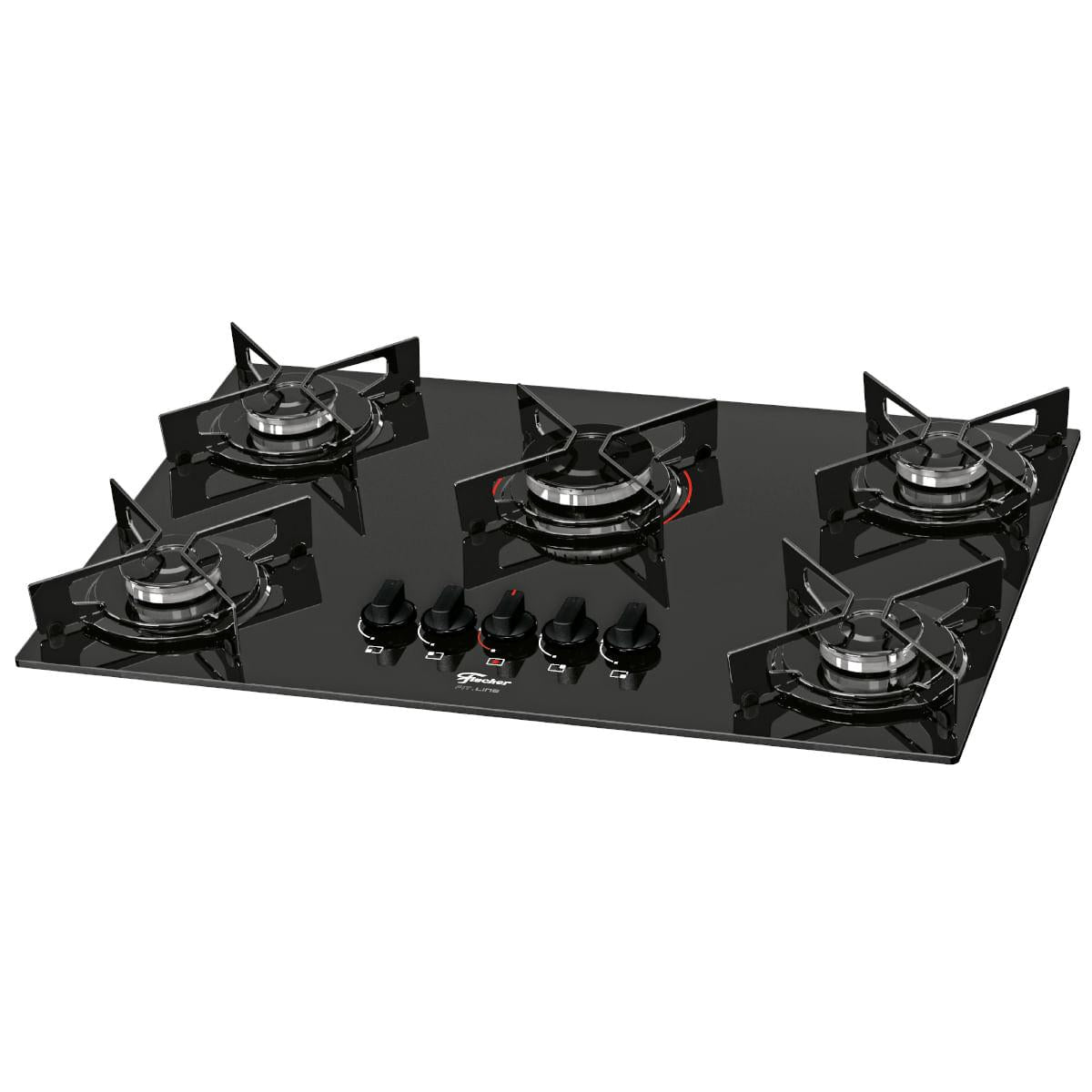 Fogão Cooktop Fischer 5Q Fit Line Gás Mesa Vidro