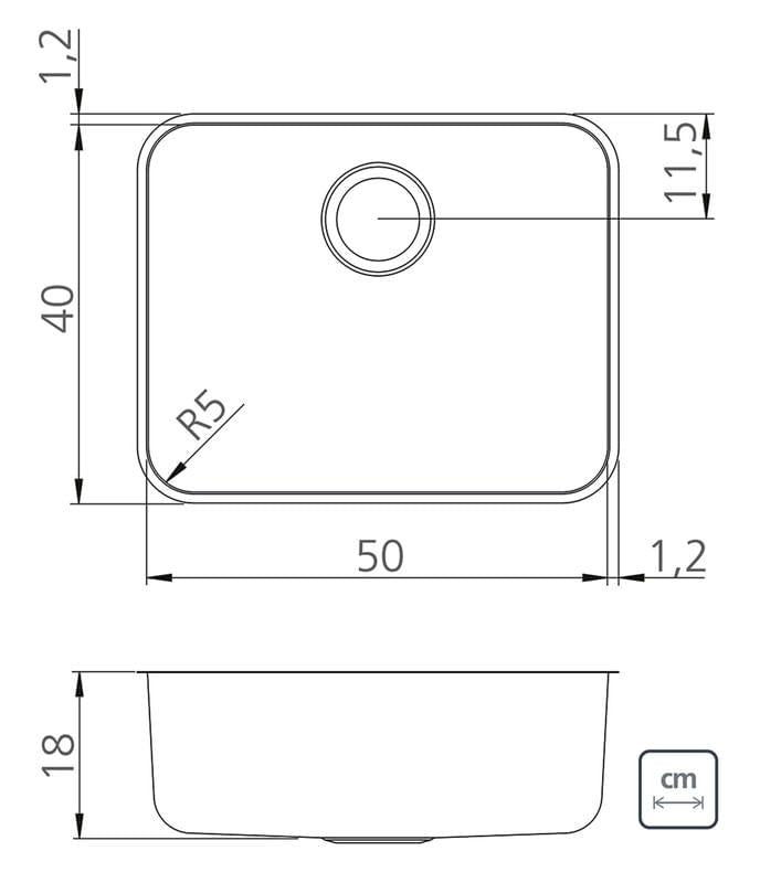 Cuba em Aço Inox Acetinado 50x40x18 cm OUTLET Tramontina 94900467