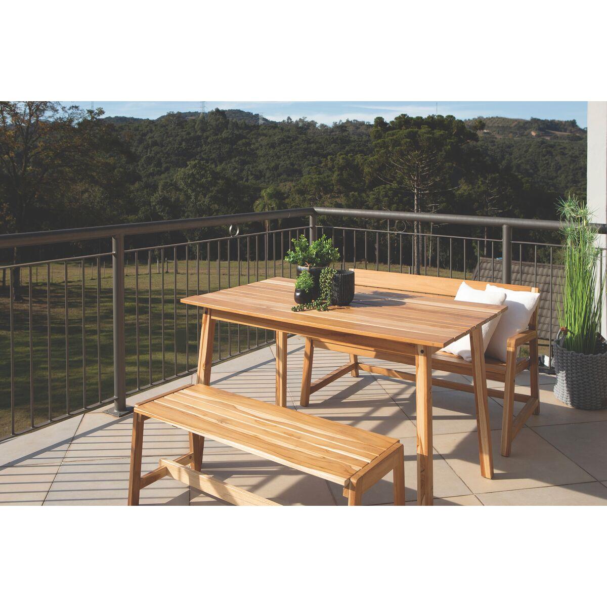 Mesa Retangular Tramontina Verona em Madeira Teca Verniz Transparente 130 x 74 cm