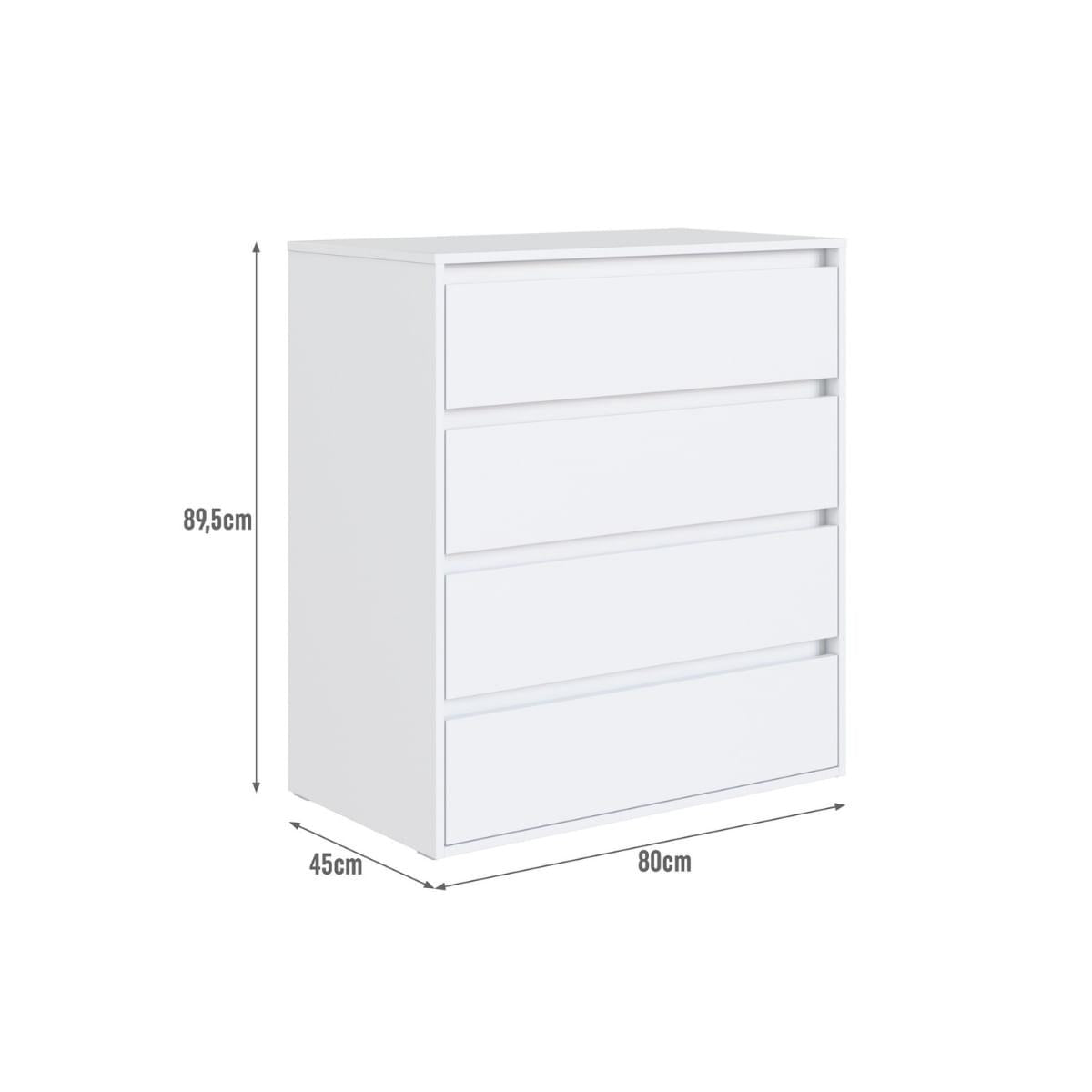 Cômoda 4 Gavetas Essencial Branca 80x45x90 cm Completa Móveis