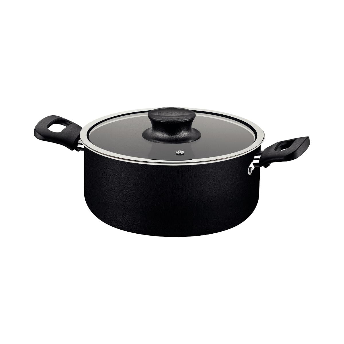 Caçarola Tramontina Formia 22 cm 3,7 Litros Antiaderente Starflon Max Preto com Tampa de Vidro