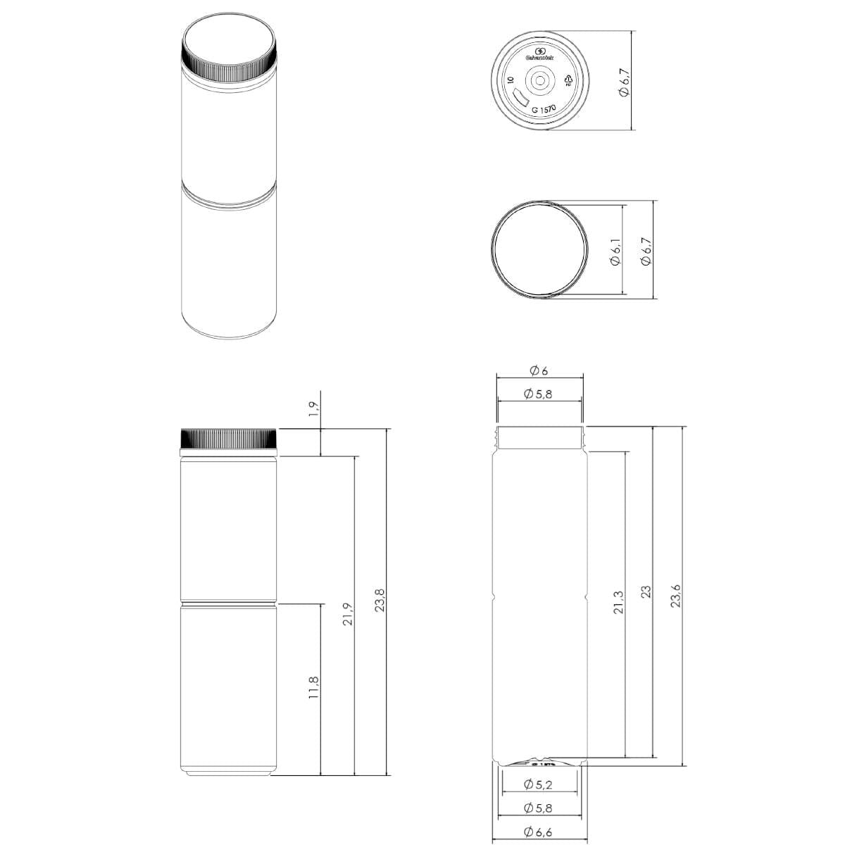 24un Pote Multiuso Plástico 700ml com Tampa Branco Preto G1570 Galvanotek