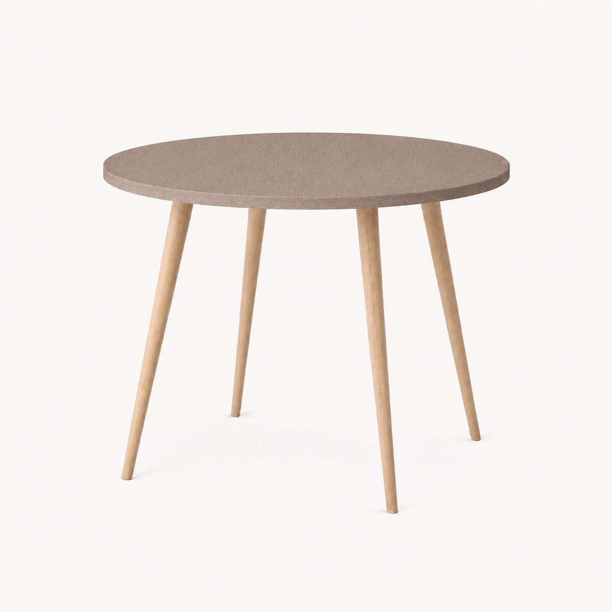 Mesa Jantar Sofia Redonda 80cm Linum 18mm Pés de Madeira Natural Marin