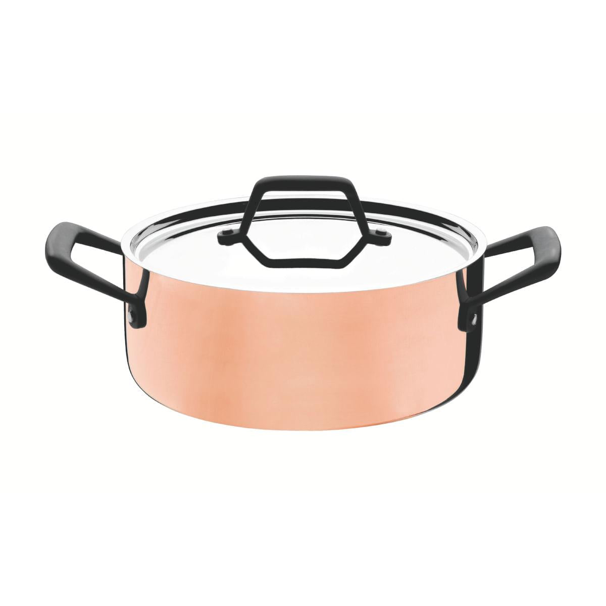 Caçarola Tramontina Trix Cobre Rasa com Tampa e Alças 24 cm 4,4 Litros