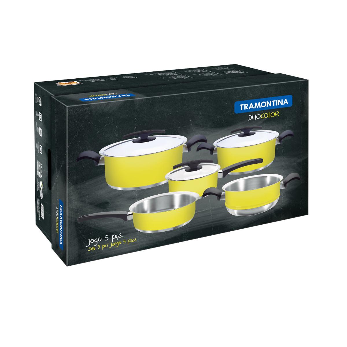 Jogo de Panelas 5 peças Inox Duo Color Amarela Tramontina 65380018