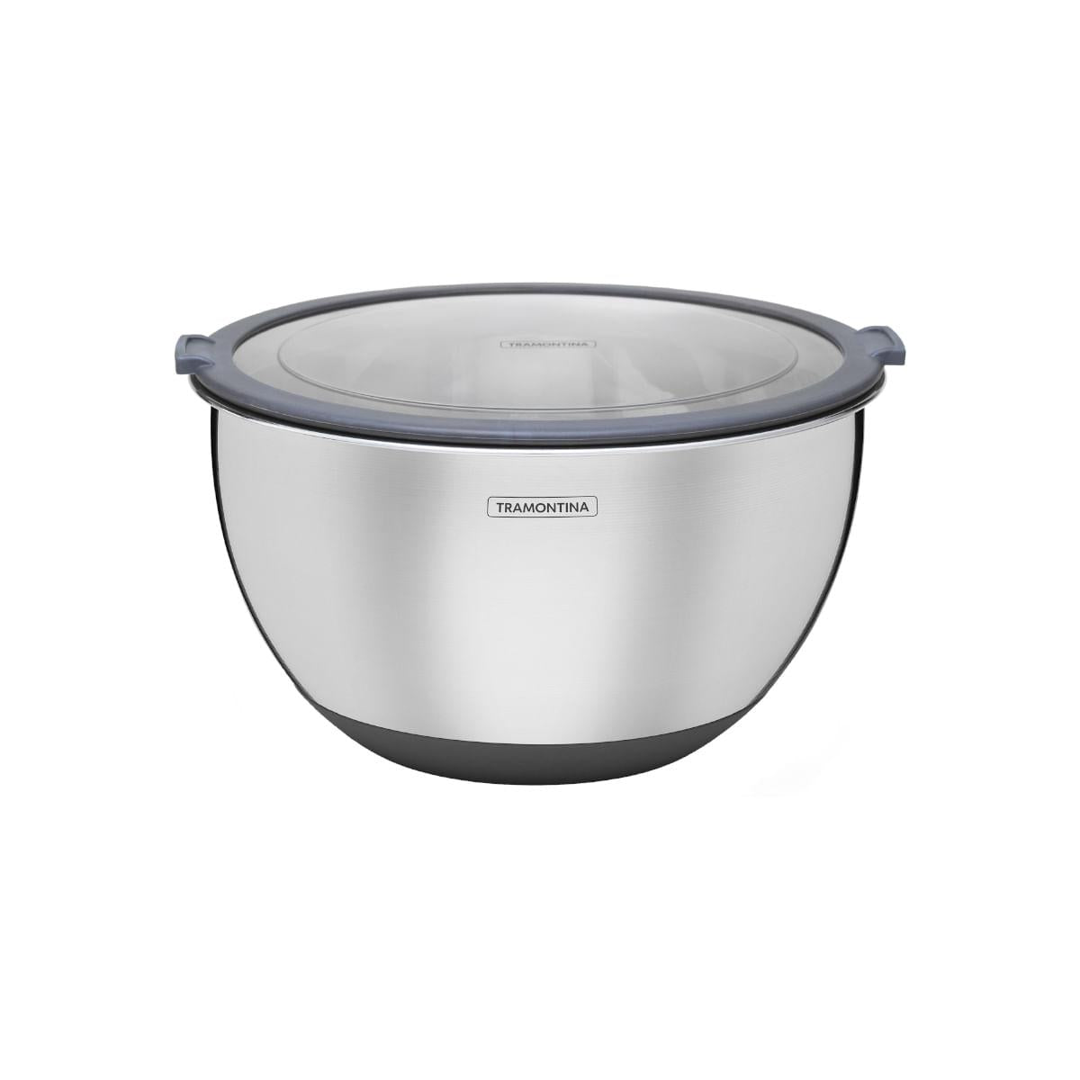 Bowl Tramontina Cucina em Aço Inox com Tampa Plástica 22 cm 3 Litros