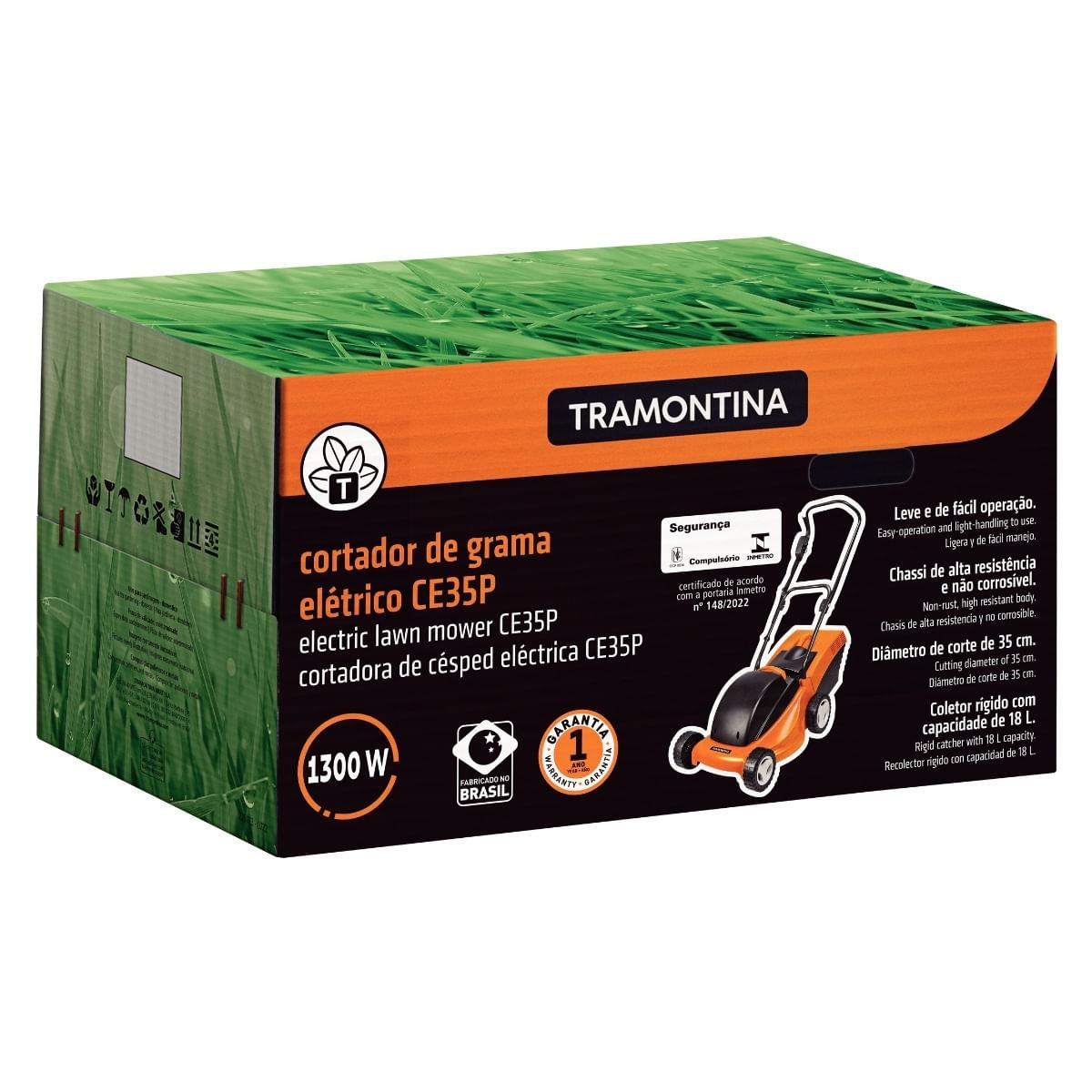 Cortador de Grama Elétrico Tramontina CE35P 1300W 220V Corte 35cm com Coletor