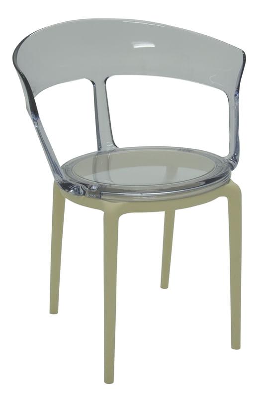 Cadeira Luna P policarbonato e base bege Tramontina 92092212