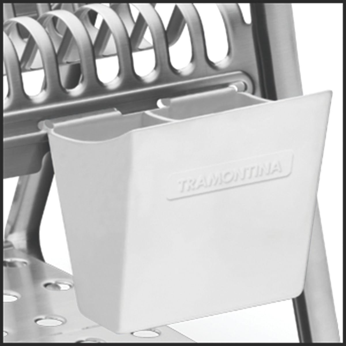 Escorredor de Louça Tramontina em Aço Inox com Porta Talheres Branco
