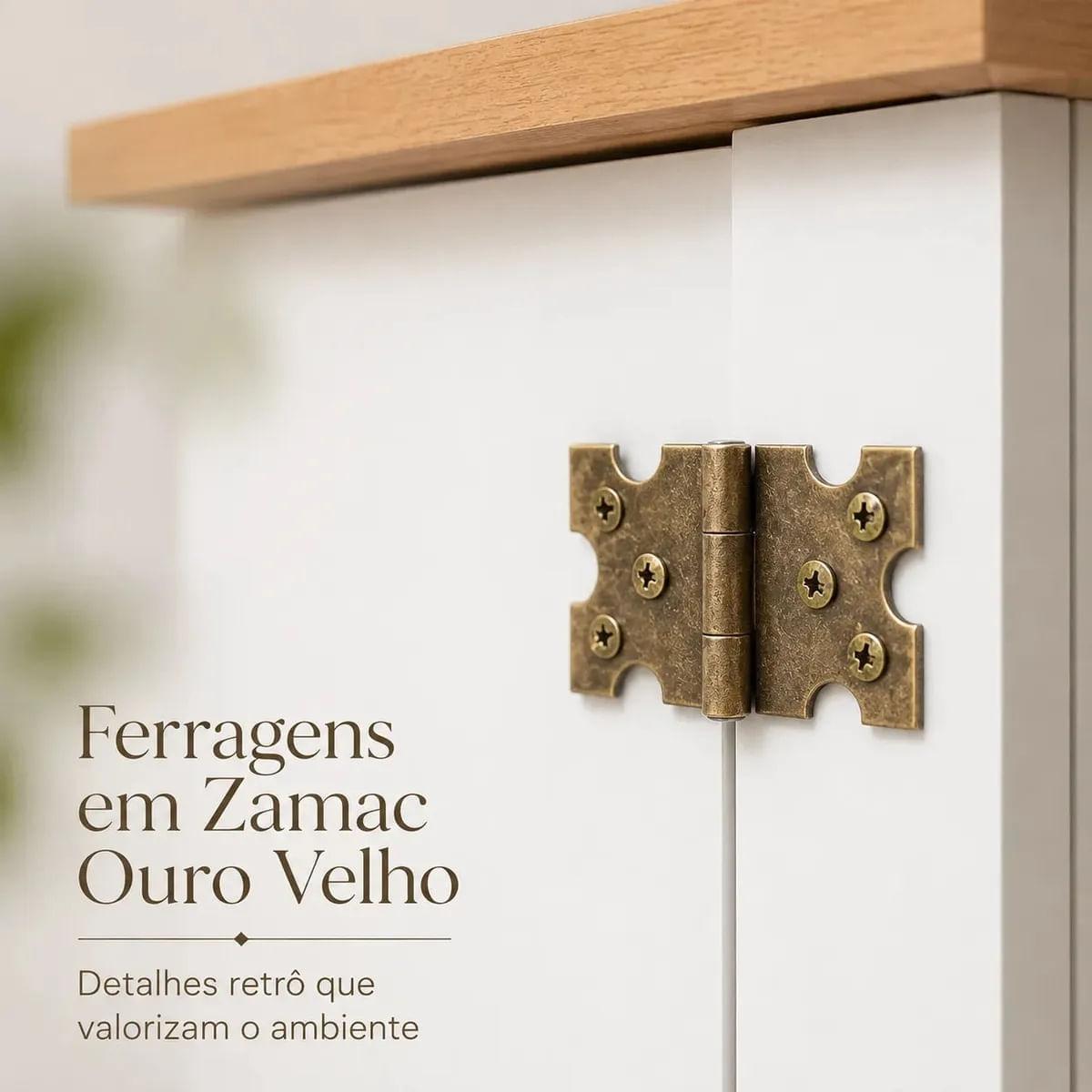 Aparador Colonial 149cm Mel Branco 4 Portas Movelbento