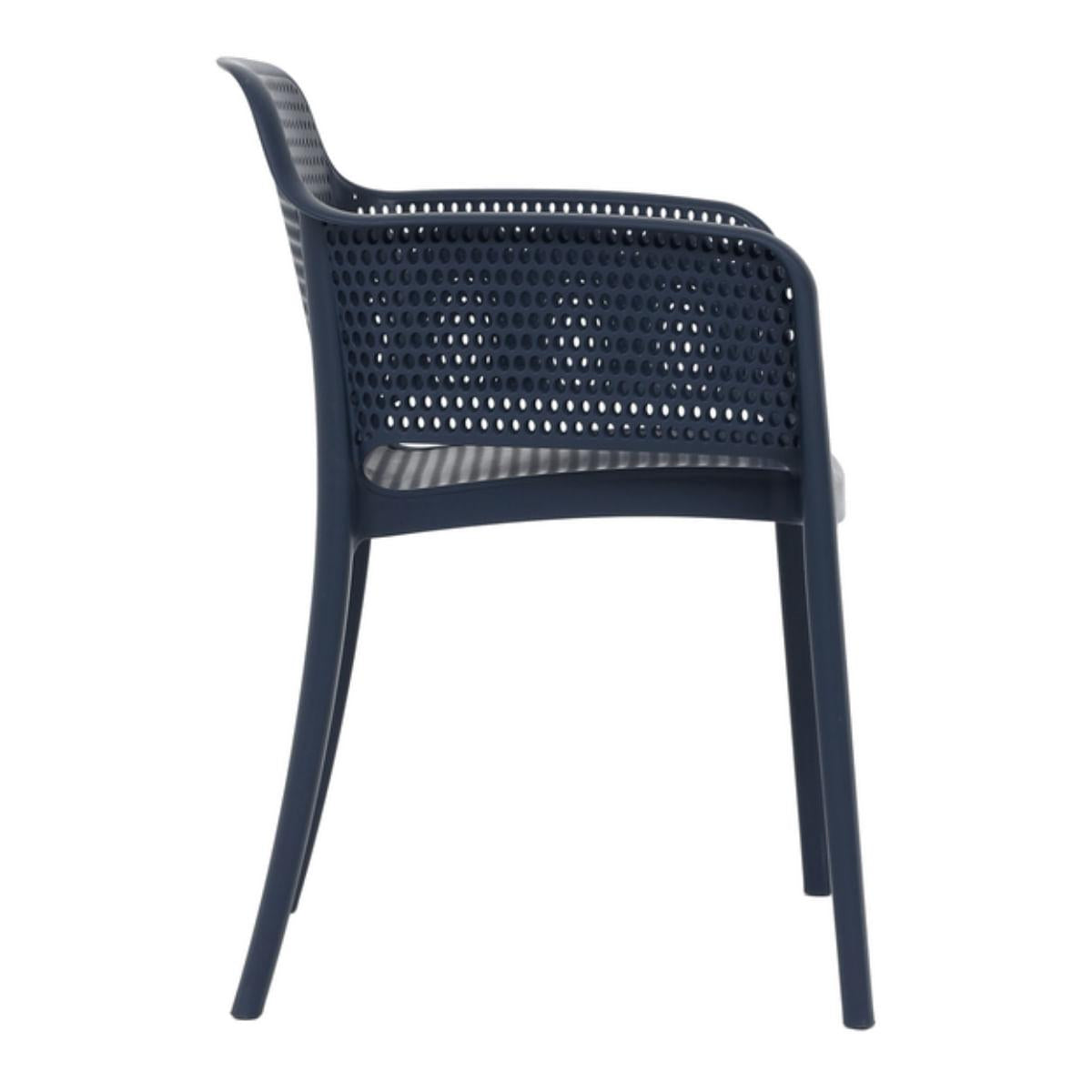 Cadeira Frisk com Braços Azul Navy Empilhavél em Polipropileno