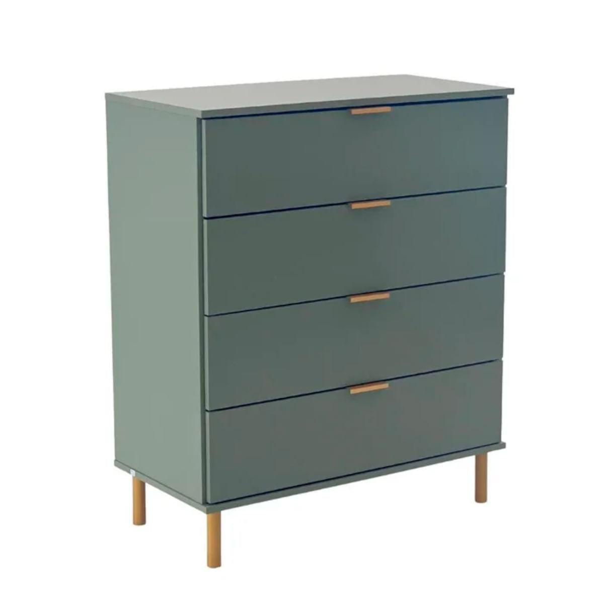 Cômoda 4 Gavetas Verde Oliva em MDF 80x40x96 cm Ditália