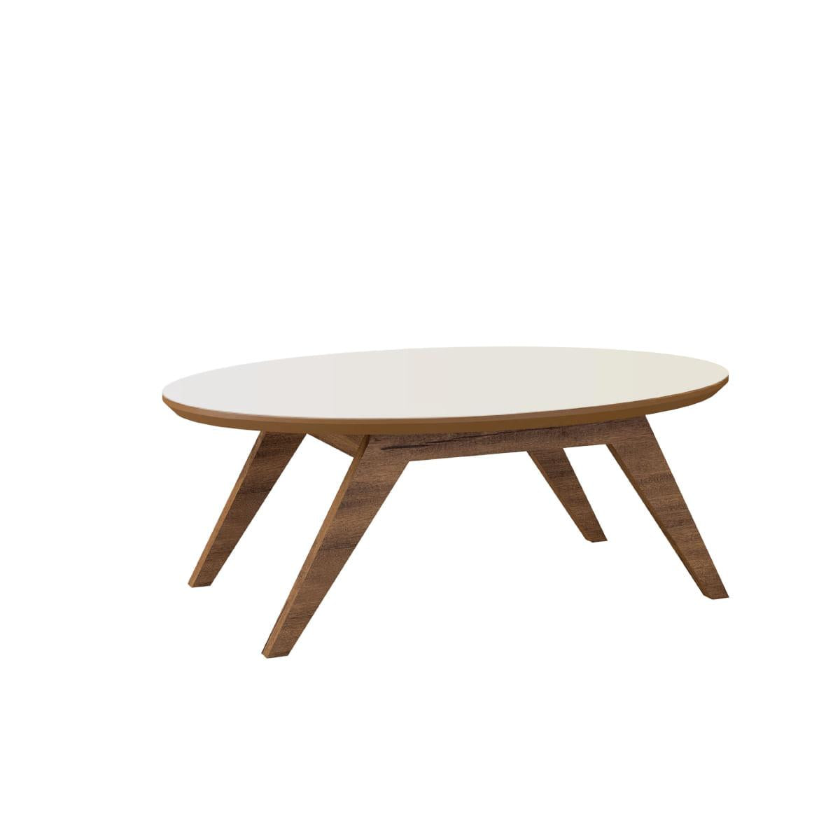 Mesa de Centro Eliptica Siena em MDF TB34 Dalla Costa Nobre/Off White 90 x 60 x 33 cm
