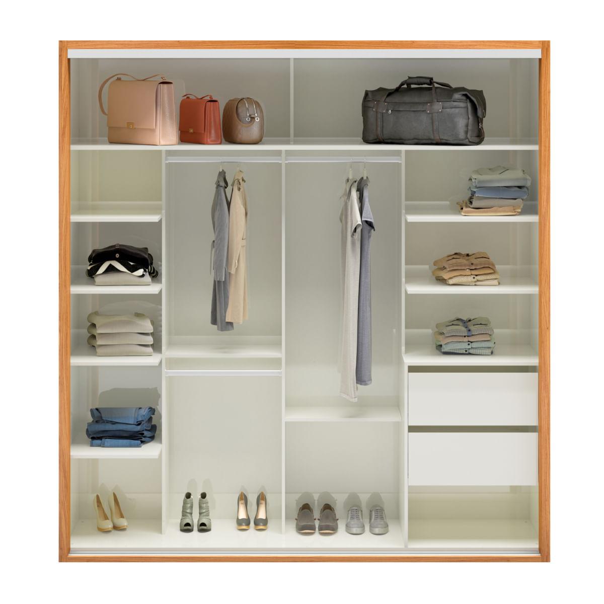 Guarda-Roupa com Espelho 2 Portas de Correr 223 cm Off White TW602E WW Dalla Costa