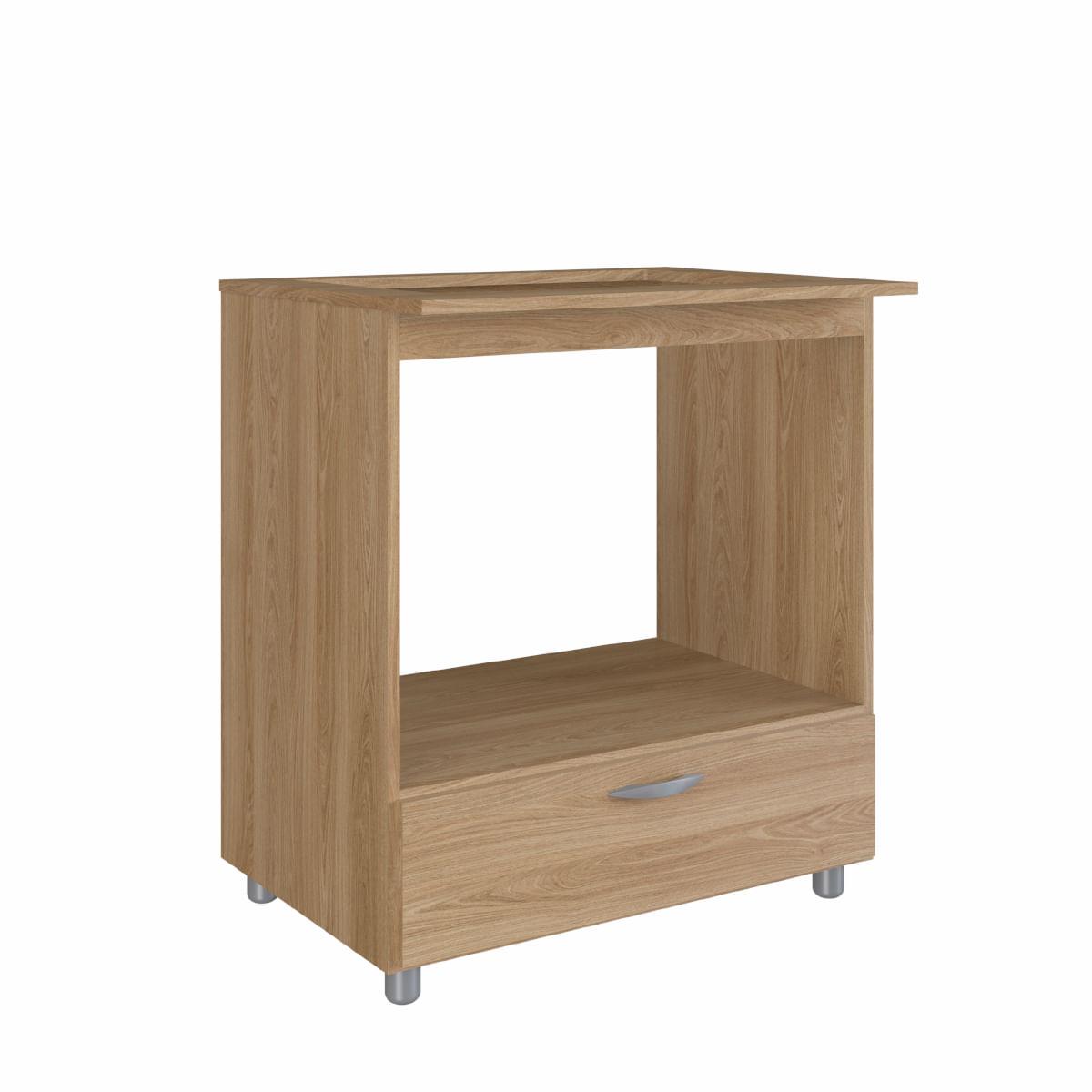Balcão Forno e Cooktop 5 Bocas com 1 Gaveta em MDP Oak Completa Móveis