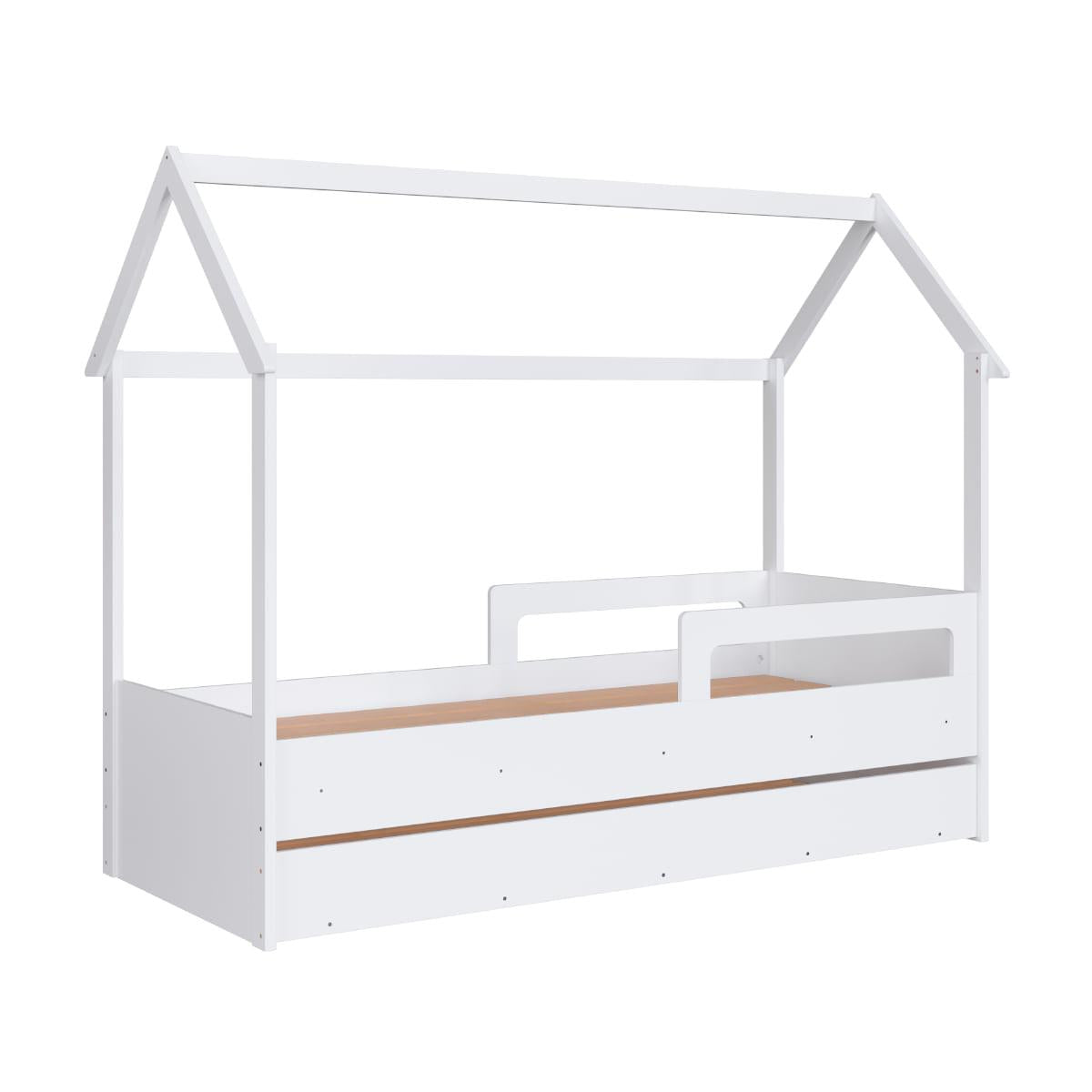 Cama Infantil Montessoriana com Cama Auxiliar Branco Completa Móveis