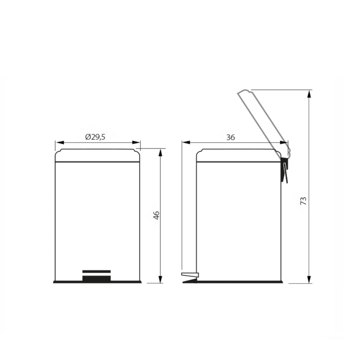 Lixeira Inox com Pedal 20 L Brasil Plus Tampa com Amortecedor Tramontina