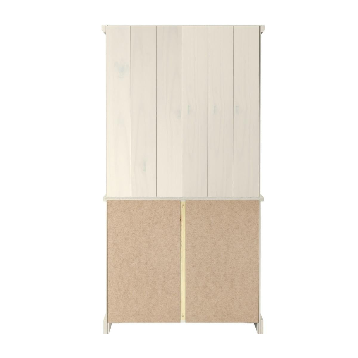 Cristaleira em Madeira 4 Portas 2 Gavetas 105 x 199 cm Patina Branca Elliottiis