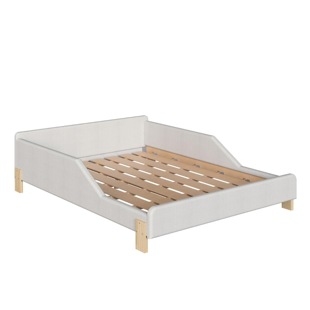 Cama Infantil Sentir Casal Estofada Bege Completa Móveis