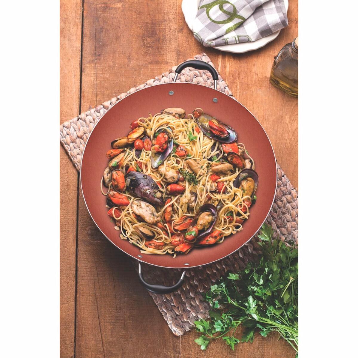Wok Tramontina Vermont em Alumínio Antiaderente Starflon Max com Tampa Grafite 32 cm 4,5 L