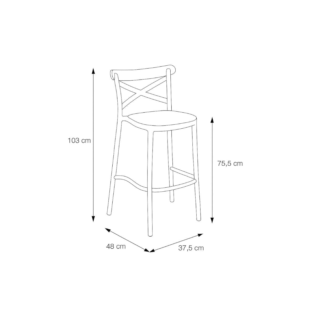Banqueta Plats Preta em Polipropileno Assento Simulando Palha Or Design