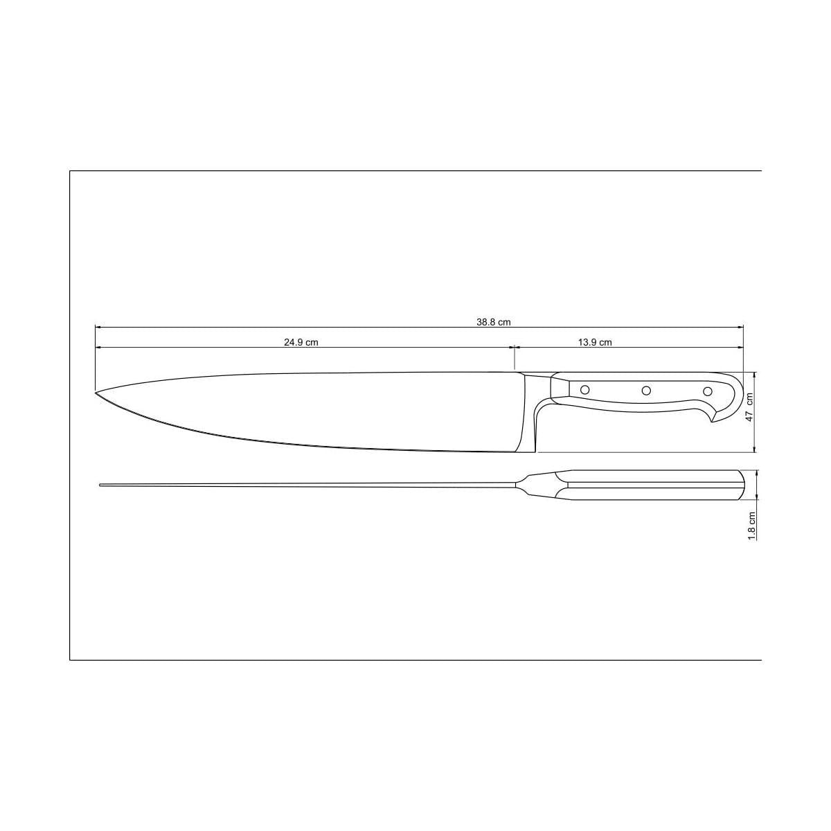 Faca Chef Tramontina Century com Lâmina em Aço Inox e Cabo de Policarbonato e Fibra de Vidro 10" 24011110
