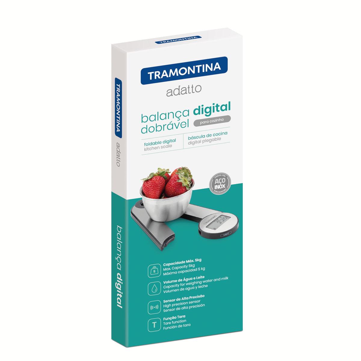 Balança Digital Tramontina Adatto Dobrável para Cozinha em Aço Inox