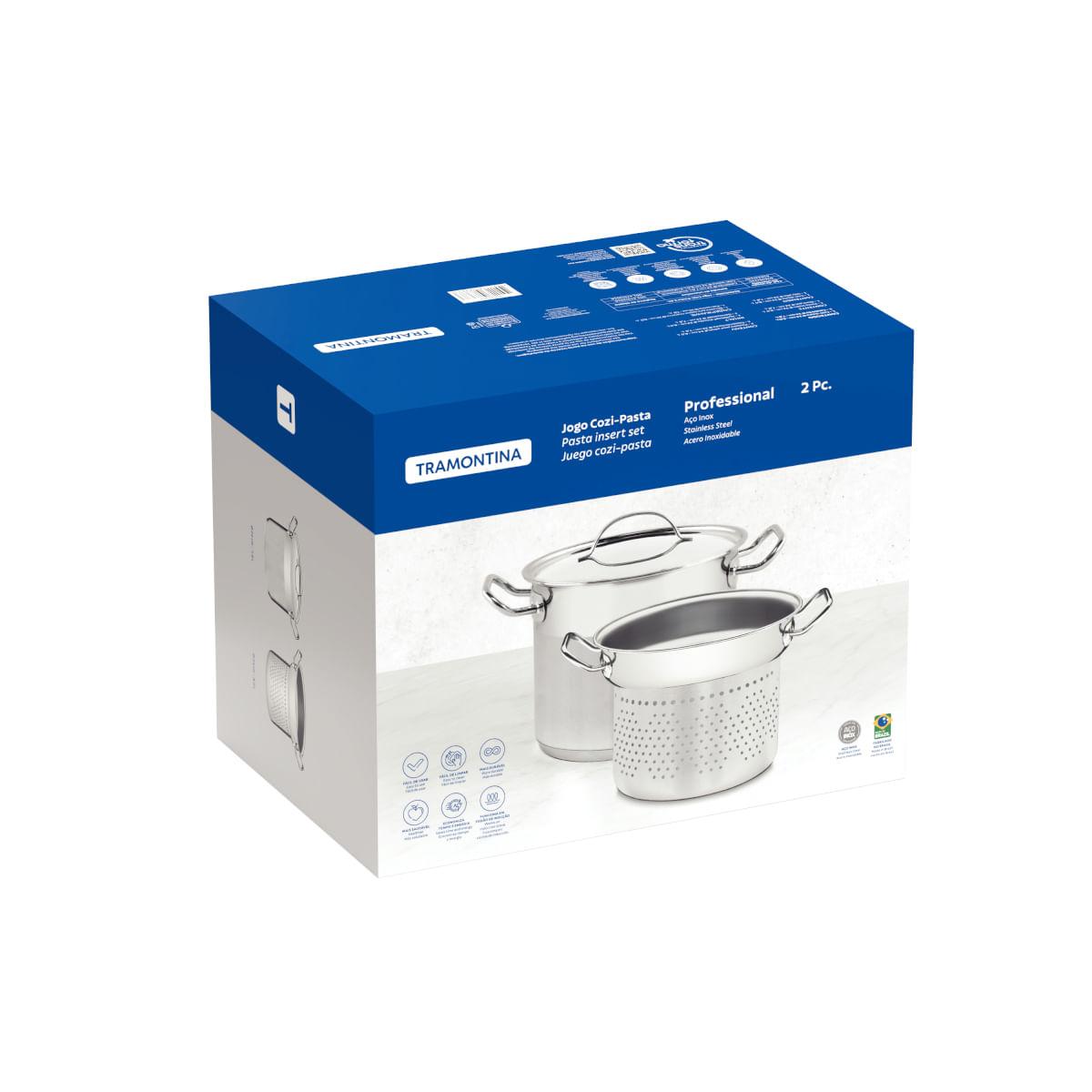 Jogo Cozi-Pasta Tramontina Aço Inox Professional 2 Peças 24 cm