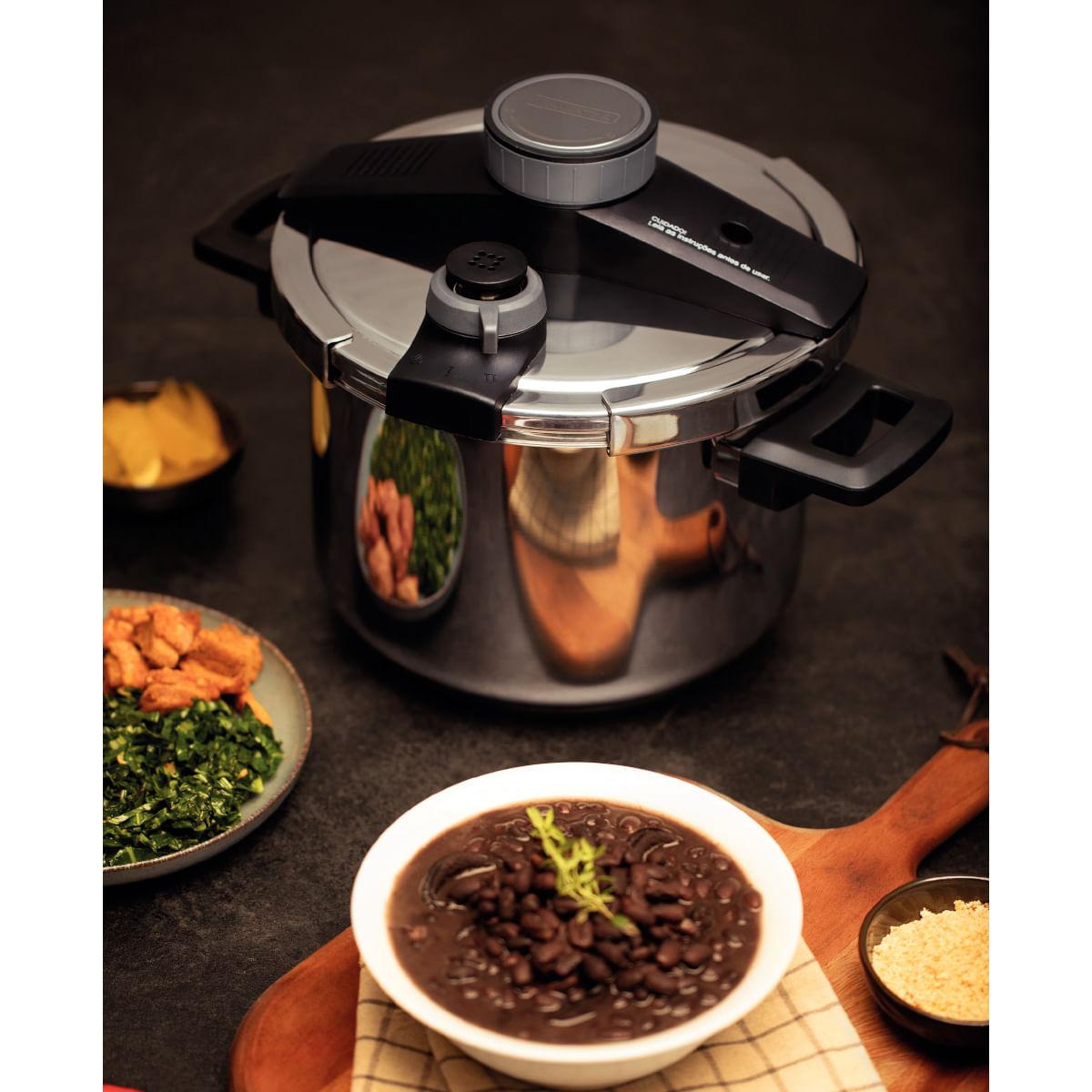 Panela de Pressão Presto Tramontina em Aço Inox 6L Fundo Triplo com 5 Sistemas de Segurança