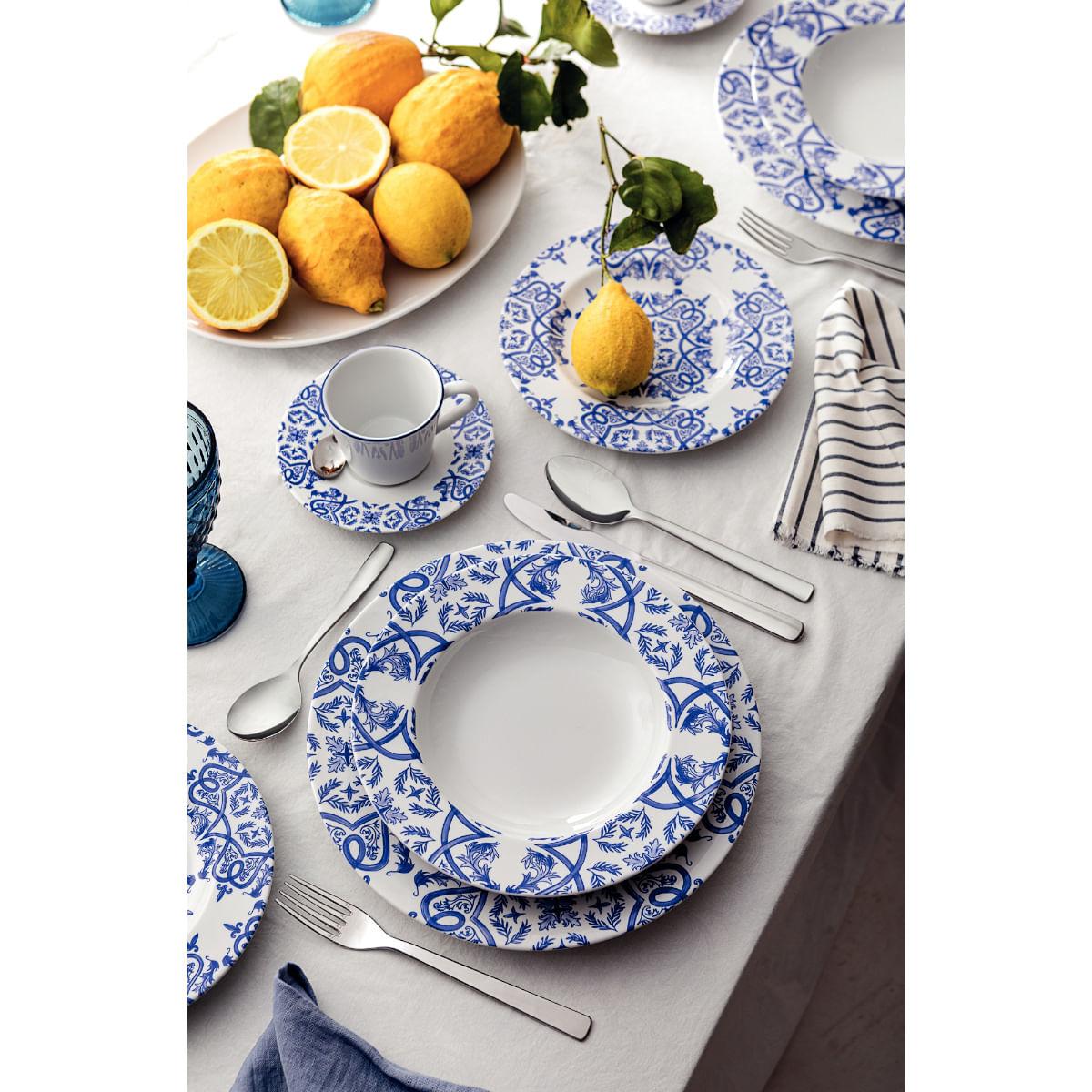 Jogo de Pratos Algarve Tramontina em Porcelana Decorada 12 Peças