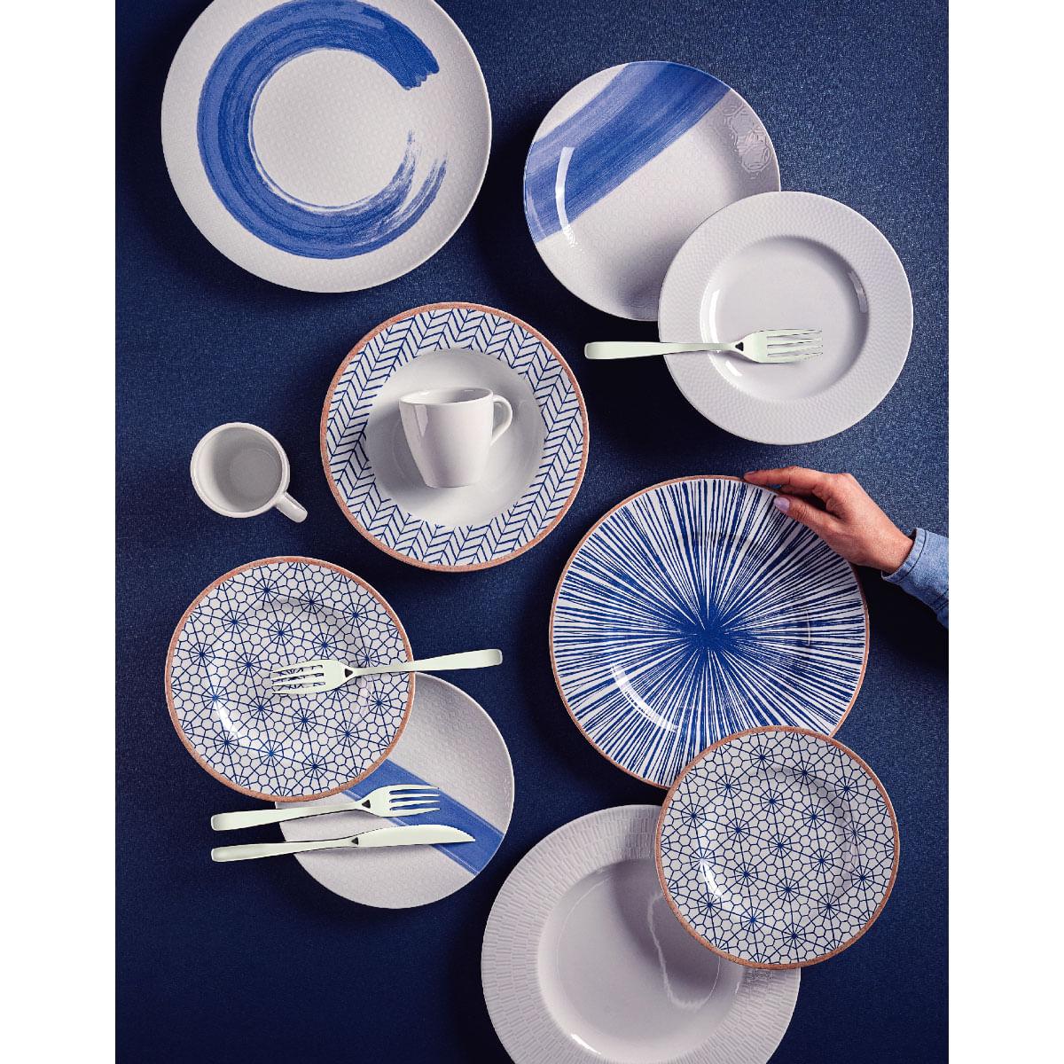 Aparelho de Jantar Tramontina Abstratta em Porcelana Decorada 30 Peças