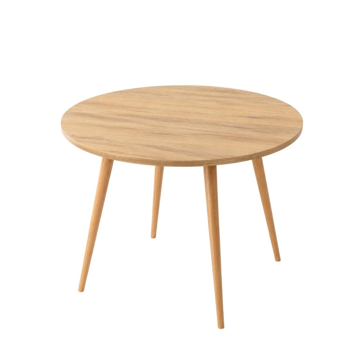 Mesa Jantar Sofia Redonda 80cm Carvalho Tropical 18mm Pés de Madeira Natural Marin