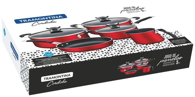 Jogo de Panelas Starflon 5 Peças Córdoba Vermelho Tramontina 20799790