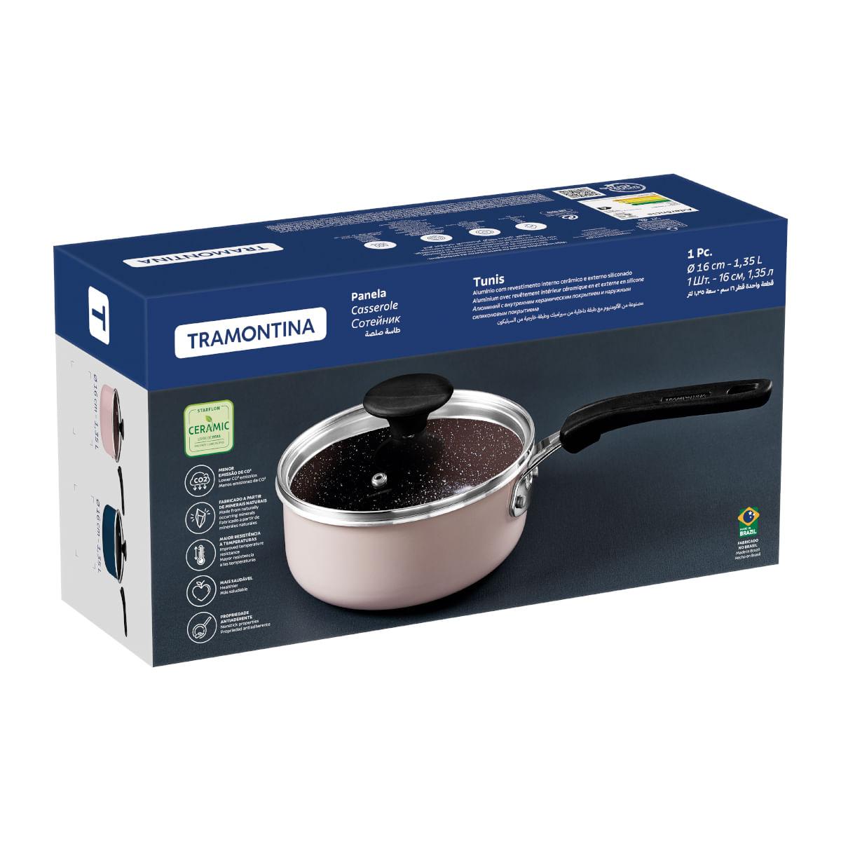 Panela Tramontina Tunis em Alumínio 16 cm 1,35 L Cerâmico Rosa Trufado