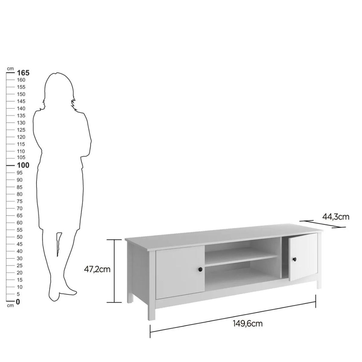 Rack para TV 2 Portas 150x44x47 cm Branco Ditália