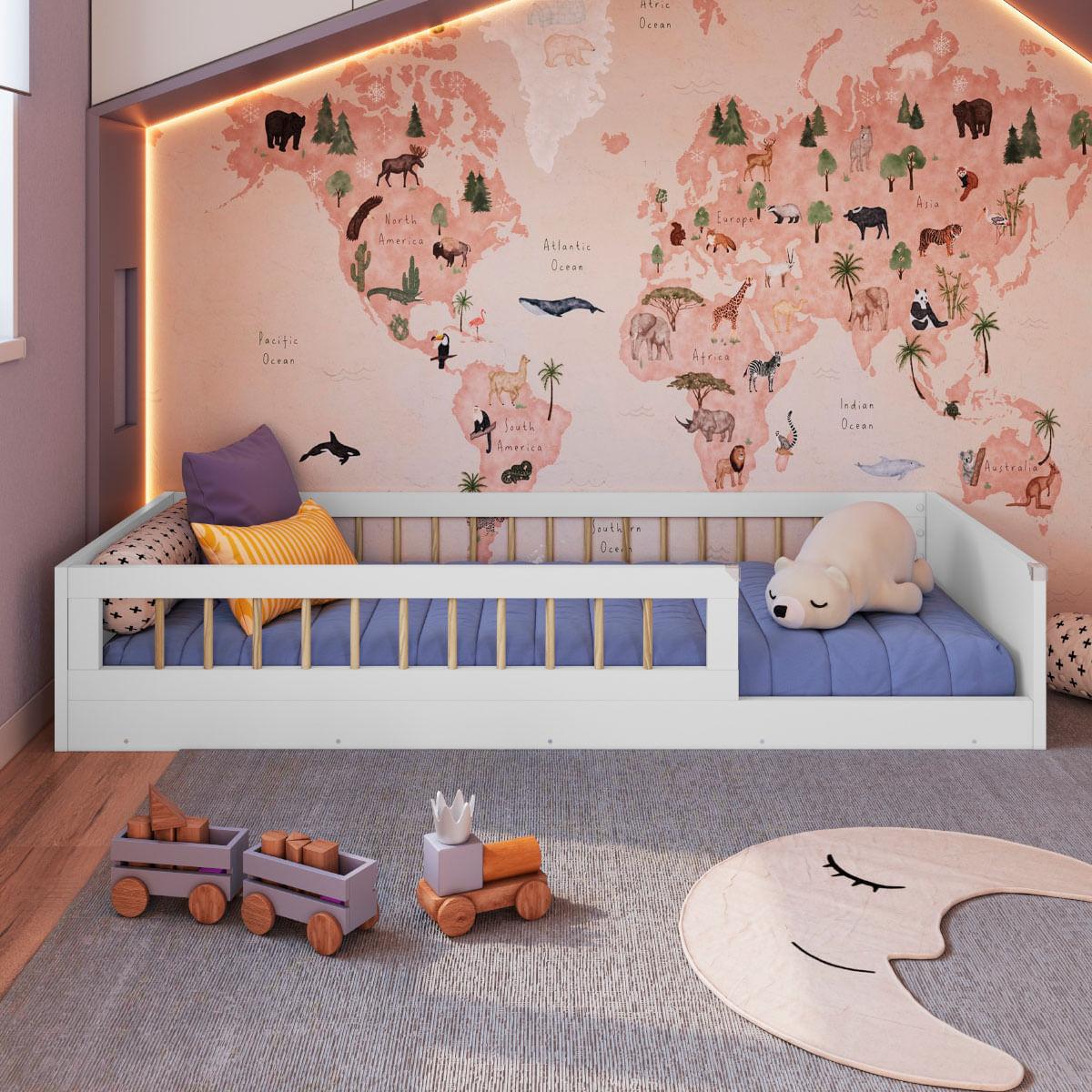 Cama Infantil Montessoriana Solteiro Affetto Branco Completa Móveis