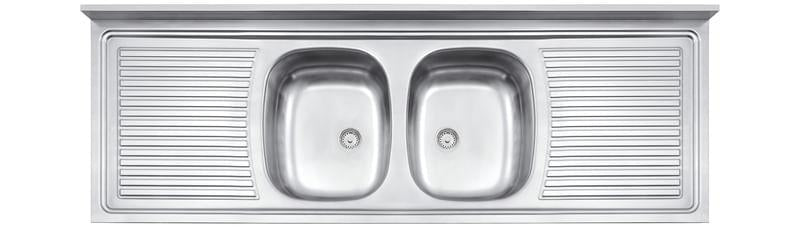 Pia Inox de Apoio com 2 Cubas Centrais Ribon 2C 34 160x55cm Tramontina 93105607
