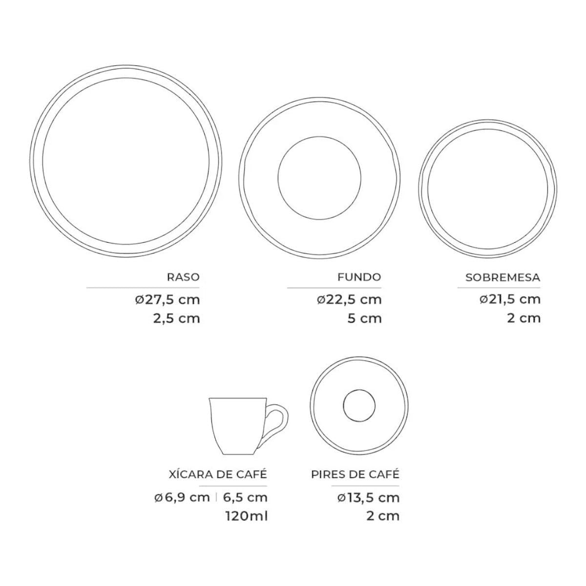 Aparelho de Jantar 30 Peças Bio Latte Porto Brasil