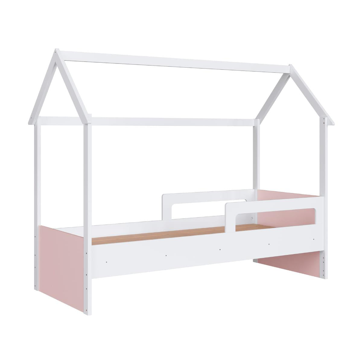 Cama Infantil Montessoriana Solteiro Branco com Rosa Completa Móveis