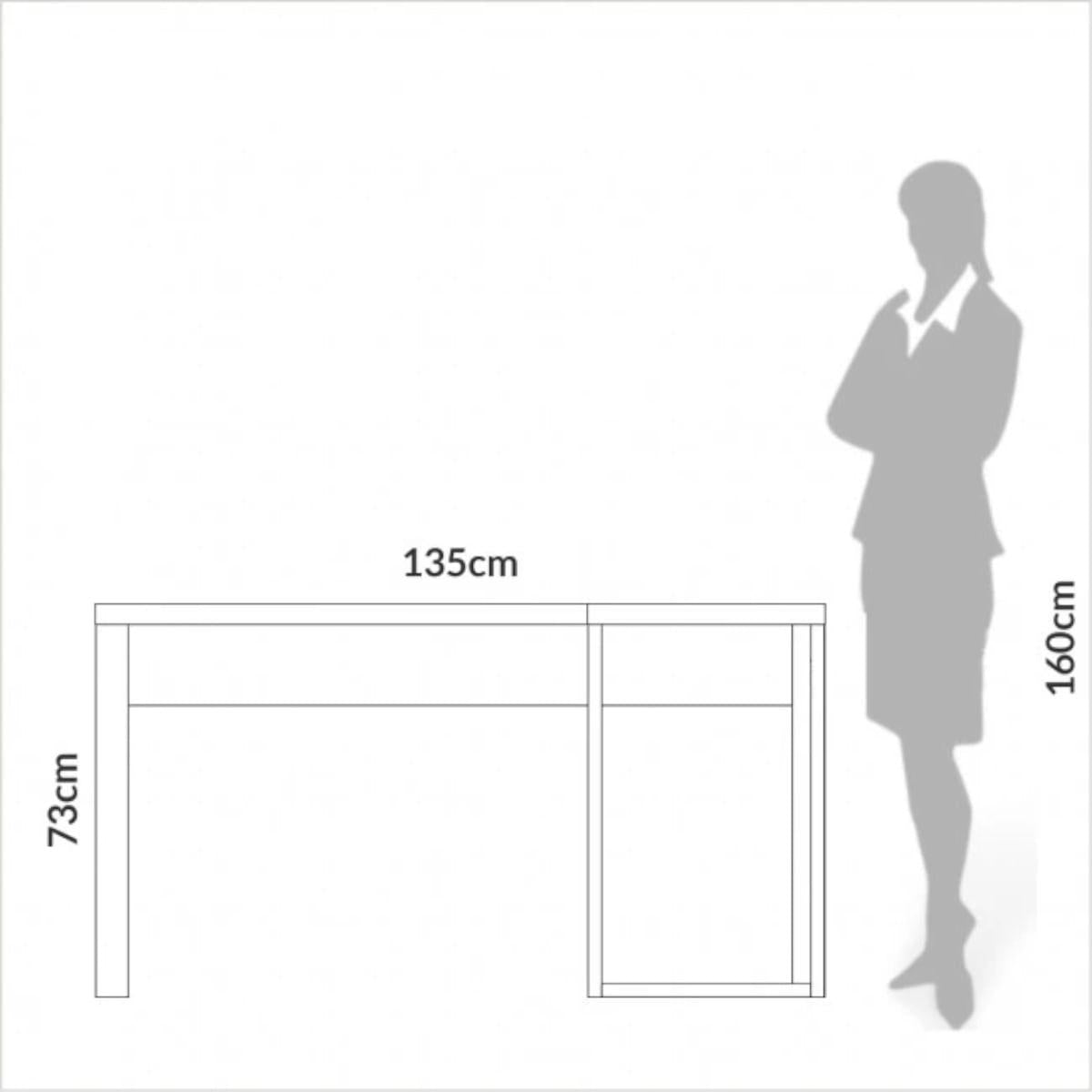 Mesa para Escritório de Canto 135x158cm MDF Off White Freijó Dalla Costa