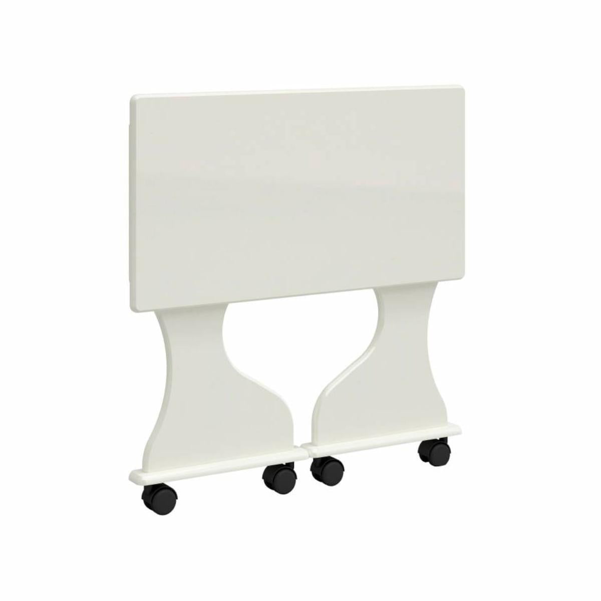 Mesa Dobrável com Rodízios em MDF Off White 75 cm Dalla Costa
