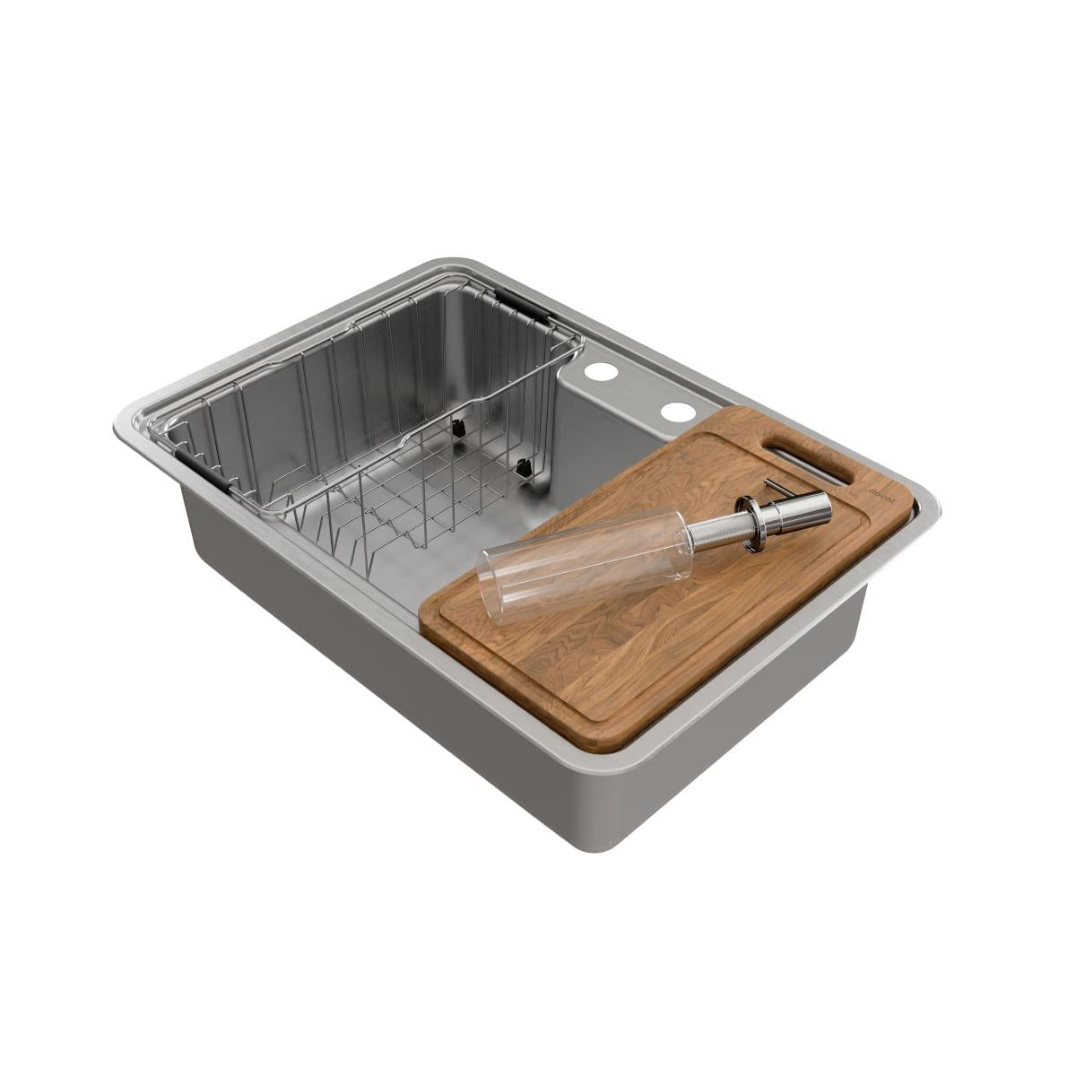 Cuba de Sobrepor ou Embutir Docol Massima 68x48x20 cm em Aço Inox Escovado com Acessórios