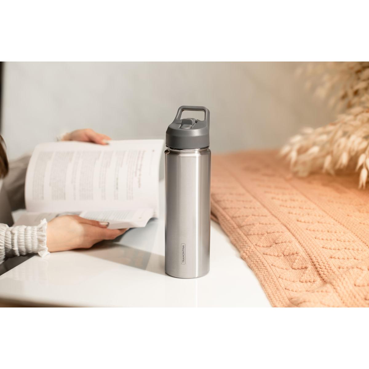 Garrafa Térmica Tramontina 650 ml Inox com Canudo