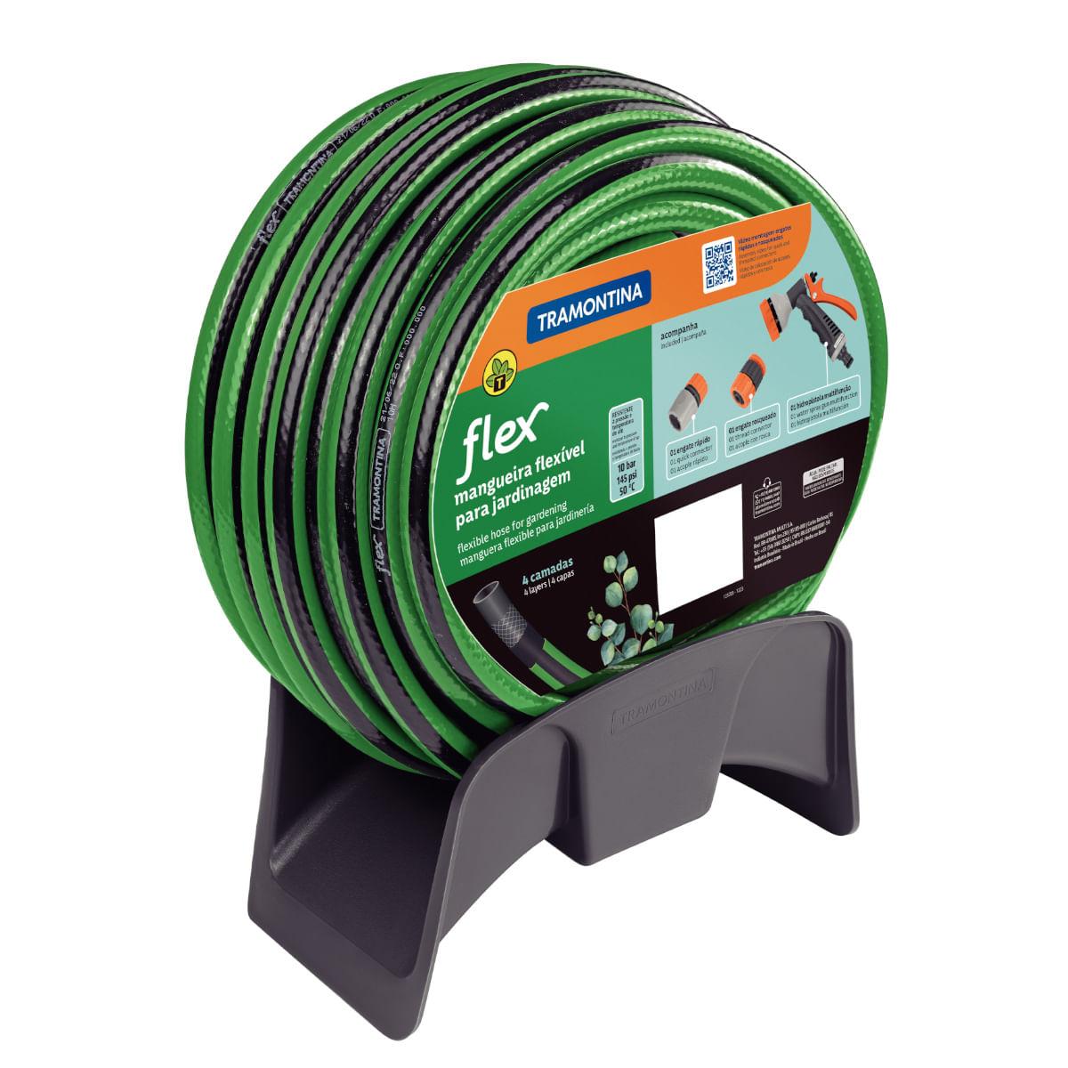 Mangueira Flex para Jardim Tramontina Verde em PVC 4 Camadas 20 m com Acessórios