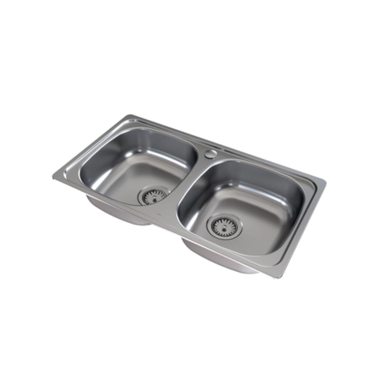 Cuba Docol Evoluto 79x43,5x15 cm em aço inox acetinado com furo para torneira