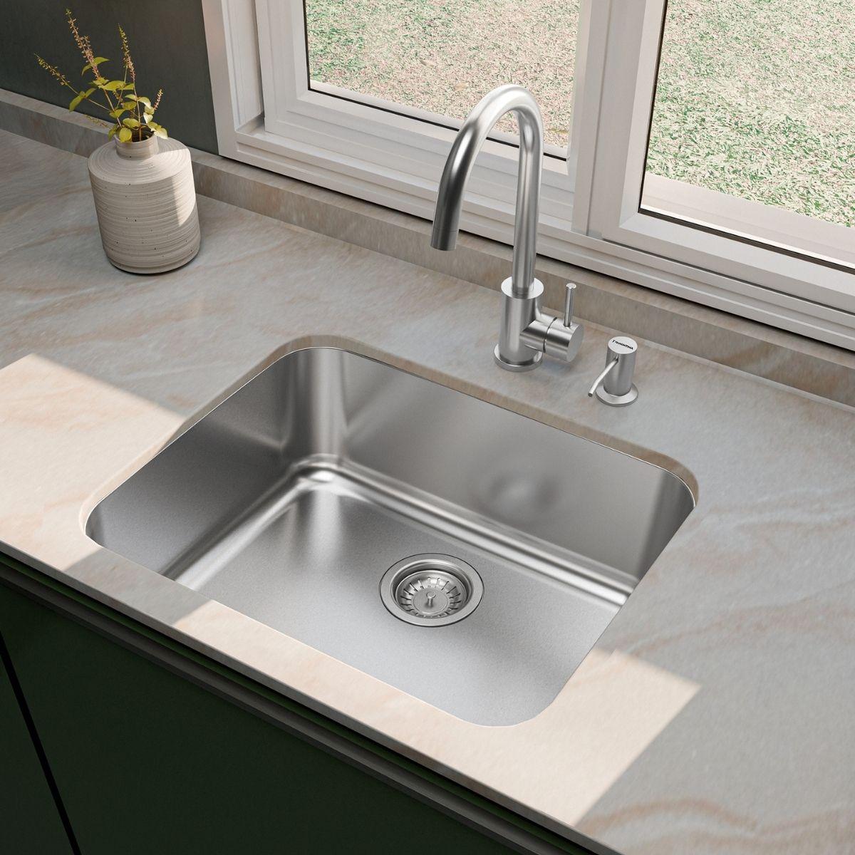 Cuba de Embutir Tramontina 50x40cm Dora 50 BL R6 Inox com Monocomando e Dosador