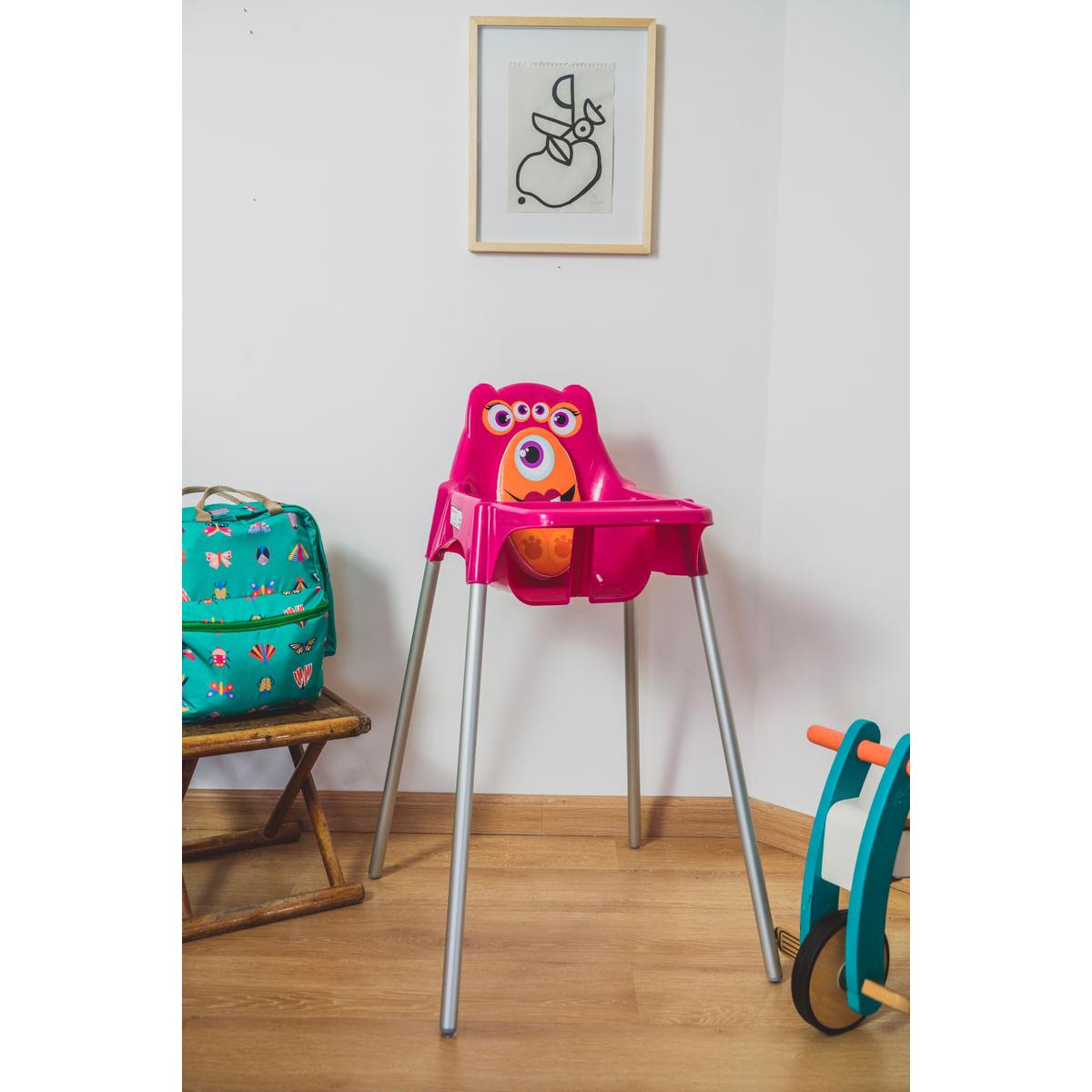 Cadeira para Refeição Infantil Tramontina Monster em Polipropileno Rosa