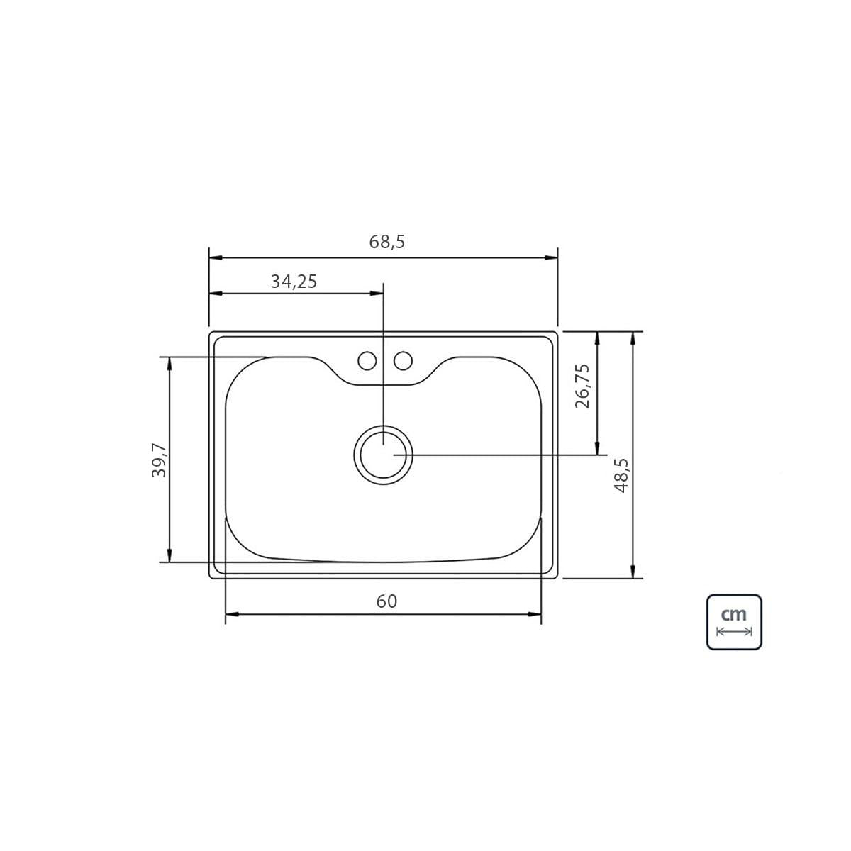 Cuba Tramontina Morgana 69x49cm em Aço Inox Acetinado Outlet
