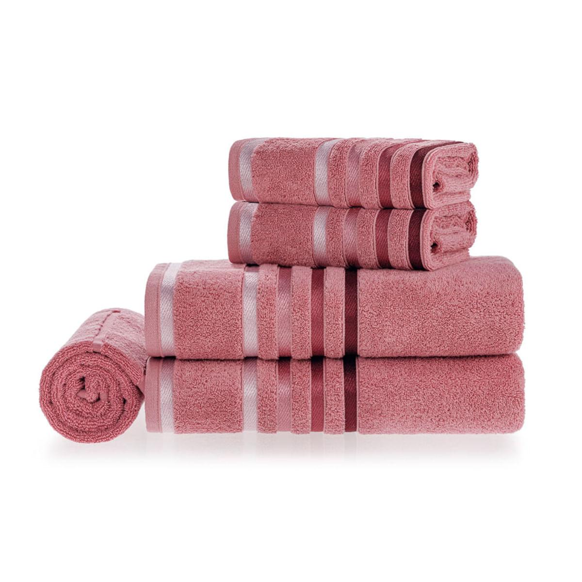Jogo de Banho 5 Peças Fio Penteado Karsten Lumina Rosa Rosa Retrô
